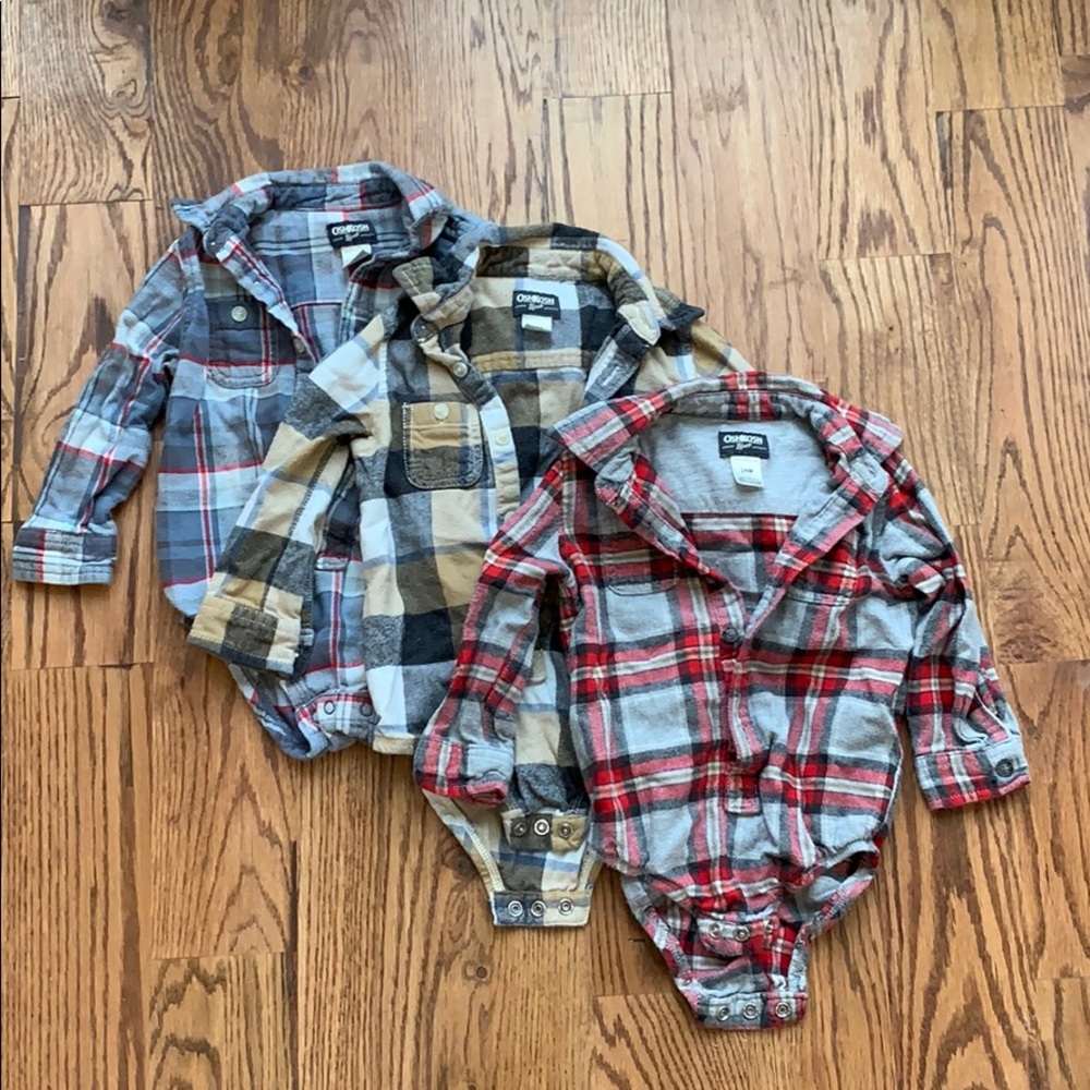 Oshkosh B'gosh Flannel Onesie 24M (Set 3)
